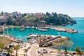Panoramic view of harbor in Antalya Kaleici Old Town. Royalty Free Stock Photo