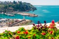 Panoramic view of harbor in Antalya Kaleici Old Town. Royalty Free Stock Photo