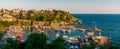 Panoramic view of harbor in Antalya Kaleici Old Town. Antalya, Turkey. Royalty Free Stock Photo