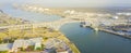 Panoramic view Harbor Bridge and oil tanks near Port of Corpus C