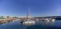 Panoramic view of the harbor in the city of Baiona in Spain Royalty Free Stock Photo