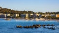 Harbor and exclusive residential peninsula along Plage del la Salis beach onshore Azure Cost of Antibes in France