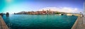 Panoramic view of the harbor at Trogir.