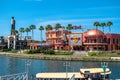 Panoramic view of Hard Rock Cafe and Chololate Emporium restaurant at Universal Studios 1 Royalty Free Stock Photo