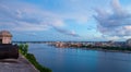 Panoramic view of Havana bay entrance and skyline at dusk