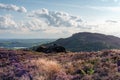 Panoramic view of The Roaches, Hen Cloud and Ramshaw Rocks in the Peak District National Park Royalty Free Stock Photo