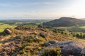 Panoramic view of The Roaches, Hen Cloud and Ramshaw Rocks in the Peak District National Park Royalty Free Stock Photo