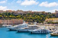 Hercules Port and yacht marina with Monaco Ville Rock quarter at French Riviera coast in Monte Carlo district of Monaco Royalty Free Stock Photo