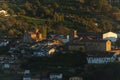 panoramic view of Hervas with the church and the convent at sunset in autumn Royalty Free Stock Photo