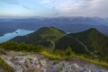 Panoramic view from Herzogstand mountain and lake Walchensee in Bavaria, Germany Royalty Free Stock Photo