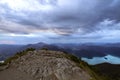 Panoramic view from Herzogstand mountain and lake Walchensee in Bavaria, Germany Royalty Free Stock Photo