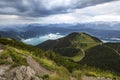 Panoramic view from Herzogstand mountain and lake Walchensee in Bavaria, Germany Royalty Free Stock Photo
