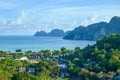 Panoramic view from high angle viewpoint on Phi Phi Island Royalty Free Stock Photo