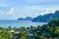 Panoramic view from high angle viewpoint on Phi Phi Island Royalty Free Stock Photo