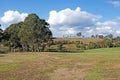 Panoramic view on the hills and lawns of The Australian Botanic Garden Mount Annan, New South Wales, Australia