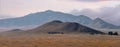 Panoramic view of hills in the middle of Carrizo plain national monument