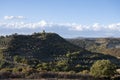 Panoramic view on hills near Pienza, Tuscany, Italy. Tuscan landscape with cypress trees, vineyards, forests and ploughed fields Royalty Free Stock Photo