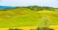 Panoramic view of hilly landscape in Tuscany