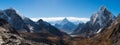 Panoramic view of Himalaya mountains from Chola pass, Everest base camp trekking in Nepal