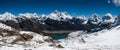 Panoramic view of Himalaya summits: Everest, Lhotse, Nuptse