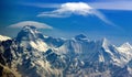 Panoramic view of Himalayan peaks like Trisul, Nanda Devi and Panchchuli from Kasauni, Uttarakhand, India.