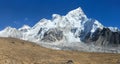 Panoramic view of himalayas mountains, Mount Everest and Khumbu Glacier from Kala Patthar - way to Everest base camp, Khumbu Royalty Free Stock Photo