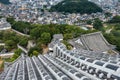 Panoramic view of the Himeji Castle grounds, with Himeji city in the background, Japan Royalty Free Stock Photo