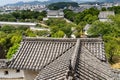 Panoramic view of the Himeji Castle grounds, with Himeji city in the background, Japan Royalty Free Stock Photo