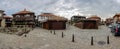 Panoramic view of the historic center of the ancient seaside town in the early morning