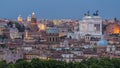 Panoramic view of historic center day to night timelapse of Rome, Italy Royalty Free Stock Photo