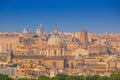 Panoramic view of historic center of Rome, Italy. Beautiful view of Rome, sunny summer evening. Aerial panoramic cityscape of Rome Royalty Free Stock Photo