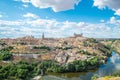 Panoramic view of the historic city of Toledo with river Tajo in. Royalty Free Stock Photo