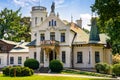 Panoramic view of historic manor house and museum of Henryk Sienkiewicz, polish novelist and journalist, in Oblegorek, Poland