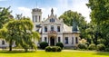 Panoramic view of historic manor house and museum of Henryk Sienkiewicz, polish novelist and journalist, in Oblegorek, Poland