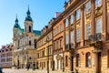 Panoramic view of historic New Town Nowe Miasto quarter with Pauline Order Church of Holy Spirit - kosciol sw. ducha - at Freta