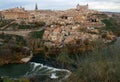 View of the historic part of the city with the Alcazar de Toledo and the Cathedral in Toledo, Spain