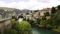 Panoramic view of the historic town of Mostar with famous Old Bridge Stari Most, Bosnia and Herzegovina