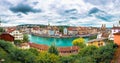 Panoramic view of historic Zurich city. Royalty Free Stock Photo