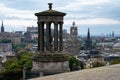 Panoramic view from Calton hill to old part of Edinburgh city in rainy day, Scotland, UK Royalty Free Stock Photo