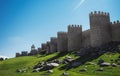 Panoramic view of historical medieval fortress city town stone wall in Avila Castile and Leon Spain