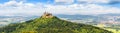 Panoramic view of Hohenzollern Castle on mountain top, Germany Royalty Free Stock Photo