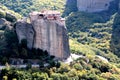 Panoramic view of Holy Monastery of Varlaam placed on the edge of high rock, Kastraki, Greece