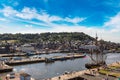 Panoramic view of Honfleur Harbour Royalty Free Stock Photo