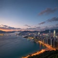 Panoramic view of Hong Kong City from sky on Lei Yue Mun made with Generative AI