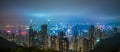Panoramic view of Hong Kong city skyline at night Royalty Free Stock Photo