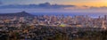 Panoramic view of Honolulu city, Waikiki and Diamond Head from Tantalus lookout