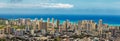 Panoramic view of Honolulu city, Waikiki district Royalty Free Stock Photo