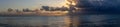 Panoramic view of the horizon of a Caribbean beach, where the sky meets the sea, and you can`t distinguish between the quality of Royalty Free Stock Photo