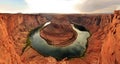 Panoramic view of Horseshoe bend and the Colorado river near Page, Utah Royalty Free Stock Photo