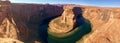 Panoramic view of Horseshoe Bend and the Colorado River. Page, Arizona, United States. Royalty Free Stock Photo